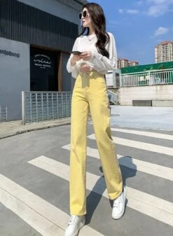Banana Yellow High Waist Jeans | Jin -BTS -Diva s Closet Banana Yellow High Waist Jeans Jin BTS 6 600x818 1