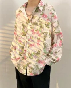 Beige And Pink Floral Shirt | Mingyu - Seventeen 12 Beige And Pink Floral Shirt | Mingyu - Seventeen -Diva s Closet Beige And Pink Floral Shirt Mingyu Seventeen 2 600x750 1