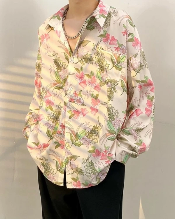 Beige And Pink Floral Shirt | Mingyu - Seventeen 6 Beige And Pink Floral Shirt | Mingyu - Seventeen - Image 4