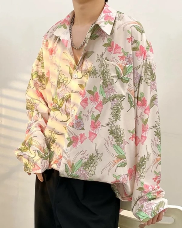 Beige And Pink Floral Shirt | Mingyu - Seventeen 5 Beige And Pink Floral Shirt | Mingyu - Seventeen - Image 3