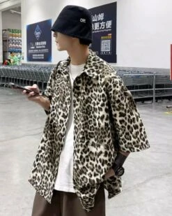 Beige Leopard Print Short Sleeves Oversized Shirt | Taehyung - BTS 13 Beige Leopard Print Short Sleeves Oversized Shirt | Taehyung - BTS -Diva s Closet Beige Leopard Print Short Sleeves Shirt Taehyung BTS 1 600x750 1