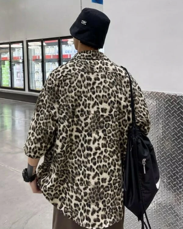 Beige Leopard Print Short Sleeves Oversized Shirt | Taehyung - BTS 8 Beige Leopard Print Short Sleeves Oversized Shirt | Taehyung - BTS - Image 6