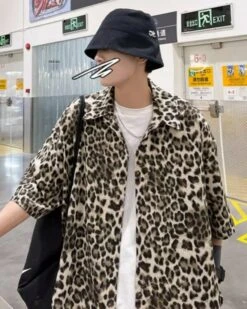 Beige Leopard Print Short Sleeves Oversized Shirt | Taehyung - BTS 11 Beige Leopard Print Short Sleeves Oversized Shirt | Taehyung - BTS -Diva s Closet Beige Leopard Print Short Sleeves Shirt Taehyung BTS 5 600x750 1