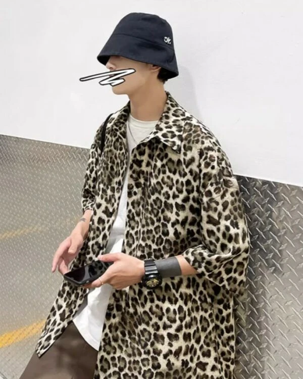 Beige Leopard Print Short Sleeves Oversized Shirt | Taehyung - BTS 6 Beige Leopard Print Short Sleeves Oversized Shirt | Taehyung - BTS - Image 4