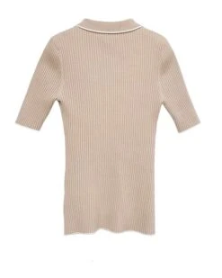 Beige Rib Knit Short Sleeve Polo Shirt | Jennie - Blackpink 19 Beige Rib Knit Short Sleeve Polo Shirt | Jennie - Blackpink -Diva s Closet Beige Rib Knit Short Sleeve Polo Shirt Jennie Blackpinkk 1