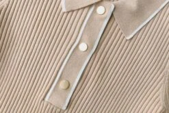 Beige Rib Knit Short Sleeve Polo Shirt | Jennie - Blackpink 17 Beige Rib Knit Short Sleeve Polo Shirt | Jennie - Blackpink -Diva s Closet Beige Rib Knit Short Sleeve Polo Shirt Jennie Blackpinkk 5 600x400 1