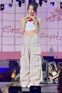 Beige Wide Leg Cargo Pants | Chaeyoung - TWICE 17 Beige Wide Leg Cargo Pants | Chaeyoung - TWICE -Diva s Closet Beige Wide Leg Cargo Pants Chaeyoung TWICE Idol 600x893 1