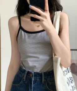 Black And White Striped Sling Top | Jisoo - BlackPink -Diva s Closet Black And White Striped Sling Top Jisoo BlackPink 2 1 600x710 1