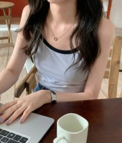 Black And White Striped Sling Top | Jisoo - BlackPink -Diva s Closet Black And White Striped Sling Top Jisoo BlackPink 3 1 600x700 1