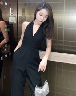 Black Classy Halter Jumpsuit | Lisa - BlackPink -Diva s Closet Black Classy Halter Jumpsuit Lisa BlackPink 2 600x750 1