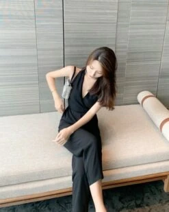 Black Classy Halter Jumpsuit | Lisa - BlackPink -Diva s Closet Black Classy Halter Jumpsuit Lisa BlackPink 3 600x750 1