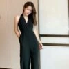 Black Classy Halter Jumpsuit | Lisa - BlackPink -Diva s Closet Black Classy Halter Jumpsuit Lisa BlackPink 8 600x750 1