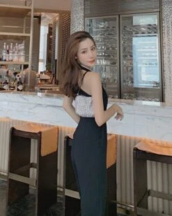 Black Classy Halter Jumpsuit | Lisa - BlackPink -Diva s Closet Black Classy Halter Jumpsuit Lisa BlackPink 9 600x750 1