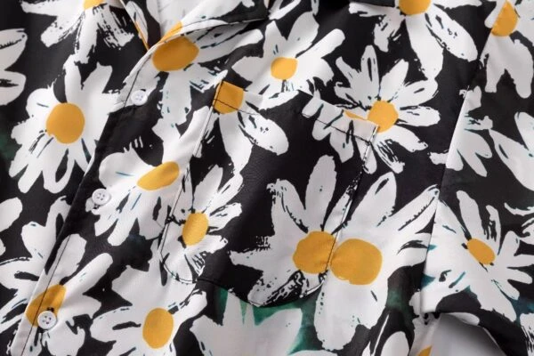 Black Daisy Pattern Shirt | Doyoung - Treasure 4 Black Daisy Pattern Shirt | Doyoung - Treasure - Image 2