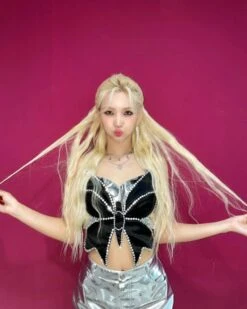 Black Diamond Embezzled Butterfly Crop Top | Soyeon - (G)I-DLE -Diva s Closet Black Diamond Embezzled Butterfly Crop Top Soyeon GI DLE 1 600x750 1