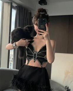 Black Diamond Embezzled Butterfly Crop Top | Soyeon - (G)I-DLE