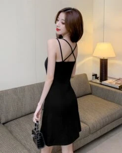 Black Double Sling Dress | Solar - Mamamoo -Diva s Closet Black Double Sling Dress Solar Mamamoo 11 600x750 1