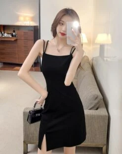 Black Double Sling Dress | Solar - Mamamoo -Diva s Closet Black Double Sling Dress Solar Mamamoo 8 600x756 1