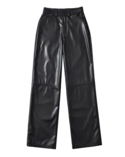 Black Faux Leather Straight Cut Pants | Jungkook - BTS
