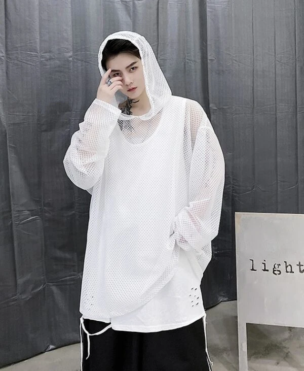 Black Mesh Hoodie | Wooyoung - ATEEZ 11 Black Mesh Hoodie | Wooyoung - ATEEZ - Image 9