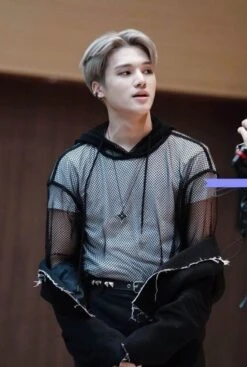 Black Mesh Hoodie | Wooyoung - ATEEZ 26 Black Mesh Hoodie | Wooyoung - ATEEZ -Diva s Closet Black Mesh Hoodie Wooyoung ATEEZ