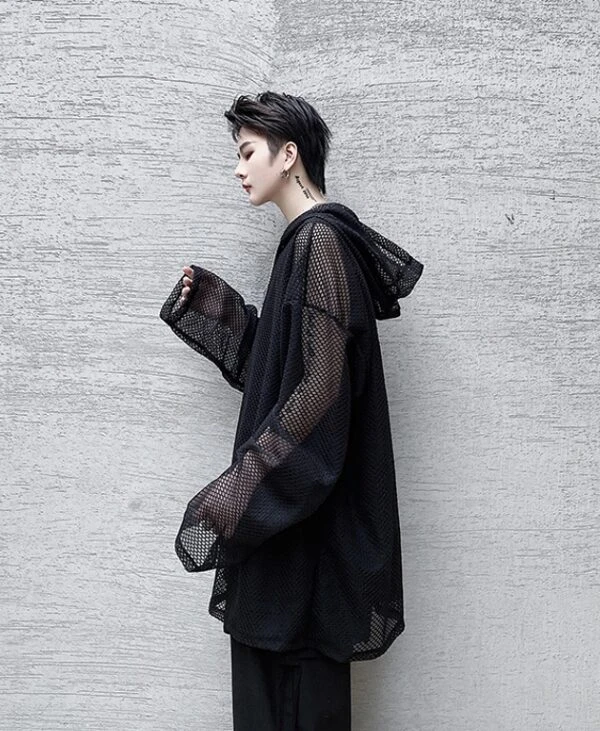 Black Mesh Hoodie | Wooyoung - ATEEZ 7 Black Mesh Hoodie | Wooyoung - ATEEZ - Image 5