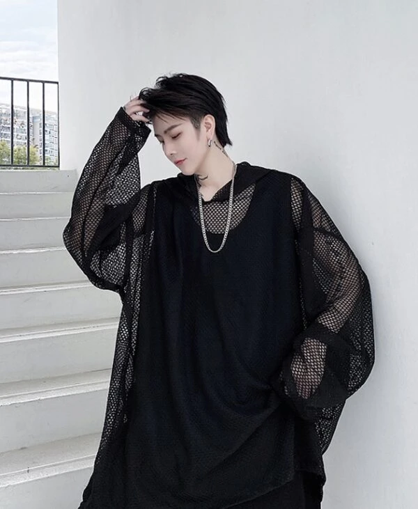 Black Mesh Hoodie | Wooyoung - ATEEZ 5 Black Mesh Hoodie | Wooyoung - ATEEZ - Image 3