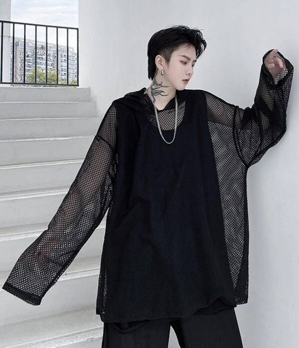 Black Mesh Hoodie | Wooyoung - ATEEZ 4 Black Mesh Hoodie | Wooyoung - ATEEZ - Image 2