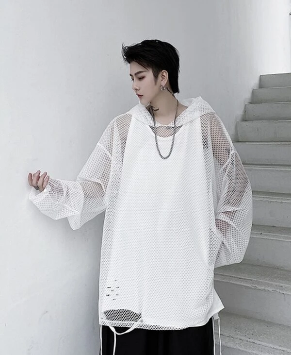 Black Mesh Hoodie | Wooyoung - ATEEZ 9 Black Mesh Hoodie | Wooyoung - ATEEZ - Image 7