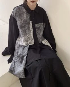 Black Multi-Pattern Patchwork Shirt | Seonghwa - ATEEZ -Diva s Closet Black Multi Pattern Patchwork Shirt Seonghwa ATEEZ 14