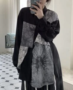 Black Multi-Pattern Patchwork Shirt | Seonghwa - ATEEZ -Diva s Closet Black Multi Pattern Patchwork Shirt Seonghwa ATEEZ 5