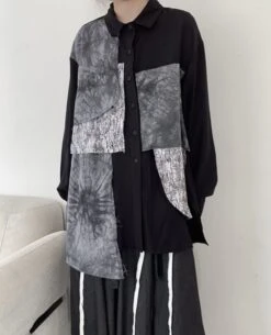 Black Multi-Pattern Patchwork Shirt | Seonghwa - ATEEZ -Diva s Closet Black Multi Pattern Patchwork Shirt Seonghwa ATEEZ 8