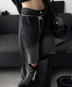 Black Ripped Knee Jeans | Sana - Twice -Diva s Closet Black Ripped Knee Jeans Sana Twice 3 600x724 1