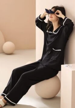 Black Sailor Pajama Set | Taehyun - TXT -Diva s Closet Black Sailor Pajama Set Taehyun TXT 4 600x856 1