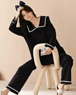 Black Sailor Pajama Set | Taehyun - TXT -Diva s Closet Black Sailor Pajama Set Taehyun TXT 8 600x749 1