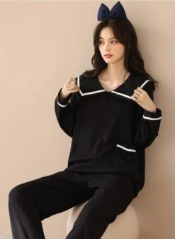 Black Sailor Pajama Set | Taehyun - TXT -Diva s Closet Black Sailor Pajama Set Taehyun TXT 9 600x815 1