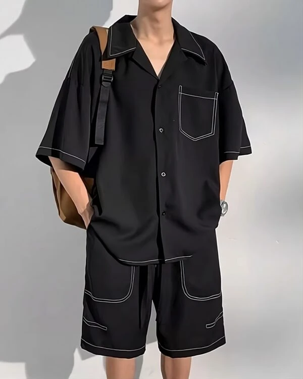Black Stitched Short Sleeves Shirt | Jungkook - BTS 5 Black Stitched Short Sleeves Shirt | Jungkook - BTS - Image 3