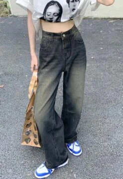 Black Straight Cut Washed Jeans | Soyeon - (G)I-DLE -Diva s Closet Black Straight Cut Washed Jeans Soyeon GI DLE 2