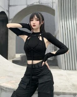 Front Page 13 Front Page -Diva s Closet Black Strappy Long Sleeves Top Chung Ha 3 600x750 1