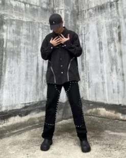 Black Studded Pants | Jeno - NCT -Diva s Closet Black Studded Pants Jeno NCT 4 600x750 1