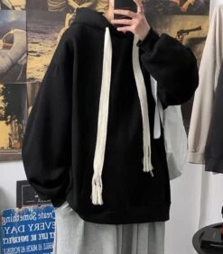 Black Thick Strings Oversized Hoodie | J-Hope - BTS -Diva s Closet Black Thick String Oversized Hoodie J Hope BTS 3 600x685 1