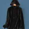 Black Velvet Oversized Hoodie | Giselle - Aespa -Diva s Closet Black Velvet Oversized Hoodie Giselle Aespa 4