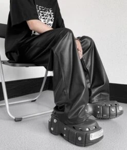 Black Wide Leg Faux Leather Pants | Jungkook - BTS -Diva s Closet Black Wide Leg Faux Leather Pants Jungkook BTS 3 600x710 1