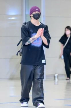 Black Wide Leg Faux Leather Pants | Jungkook - BTS -Diva s Closet Black Wide Leg Faux Leather Pants Jungkook BTS Idol 1 600x909 1