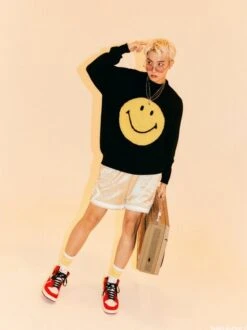 Black Yellow Smiley Sweatshirt | J-Hope - BTS -Diva s Closet Black Yellow Smiley Sweatshirt J Hope BTS 9 600x802 1