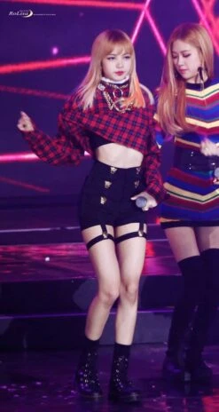 Red Plaid Crop Top | Lisa - BlackPink 16 Red Plaid Crop Top | Lisa - BlackPink -Diva s Closet BlackPink Lisa Stage Fashion