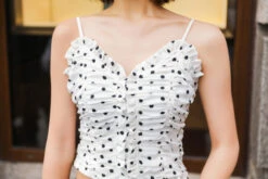 White Crop Top With Dots | Chaeyoung - Twice -Diva s Closet Blackpink Outfit Music Core Concert Top 600x400 1