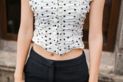 White Crop Top With Dots | Chaeyoung - Twice -Diva s Closet Blackpink Similar Looking Top to Lisa from Concert 600x400 1