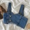 Blue Buttoned Denim Crop Top | IU -Diva s Closet Blue Buttoned Denim Crop Top IU 2 600x750 1