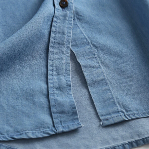 Blue Denim Bishop Collar Shirt | Mark - GOT7 7 Blue Denim Bishop Collar Shirt | Mark - GOT7 - Image 5